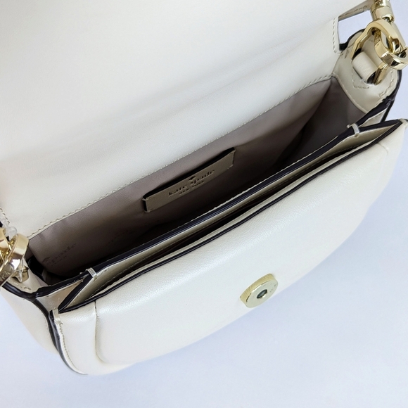 kate spade Puffy Mini Handle Crossbody Bag Leather Parchment Winter White NWT - Picture 11 of 13
